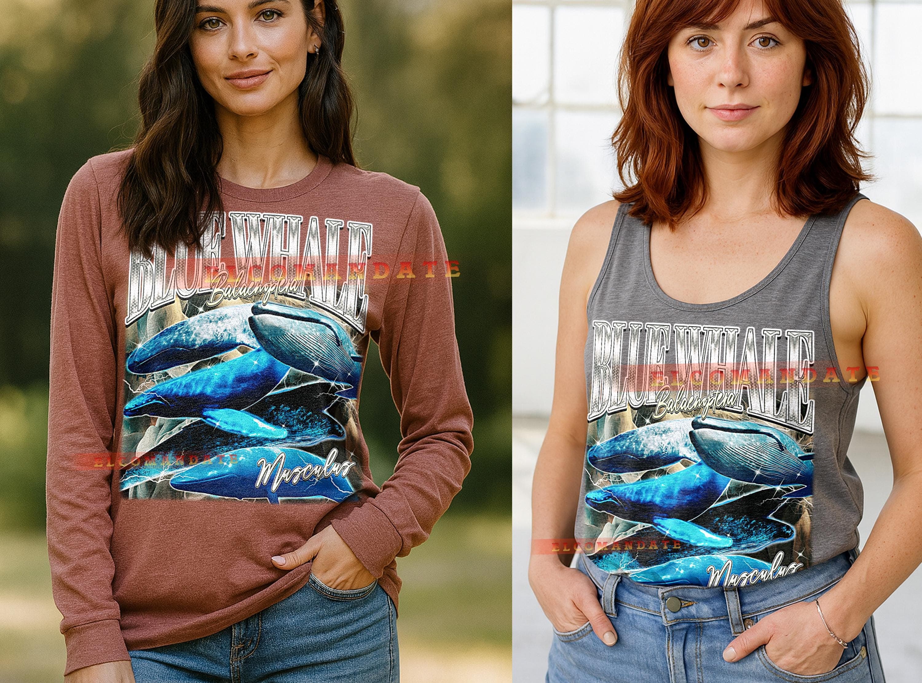 Blue Whale Balaenoptera Musculus T-Shirt, Vintage Animal Lovers Sea Creature Aquatic Wildlife Tee, 90s Retro Throwback, Blue Whale Sweater - image 5