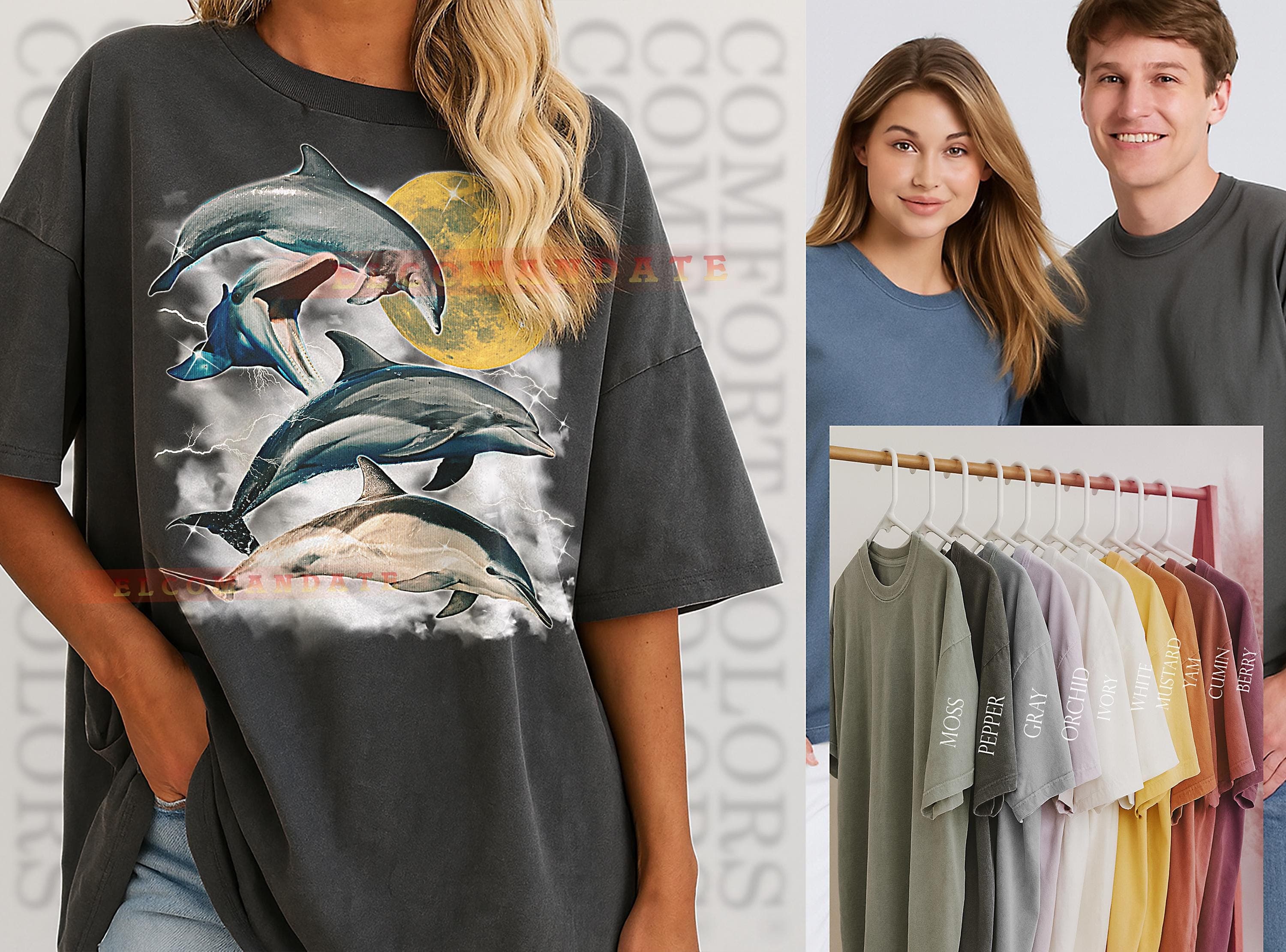 Dolphin T-Shirt, Vintage Animal Lovers Ocean Creature Aquatic Wildlife Tee, 90s Retro Throwback, Dolphin Sweater - image 3
