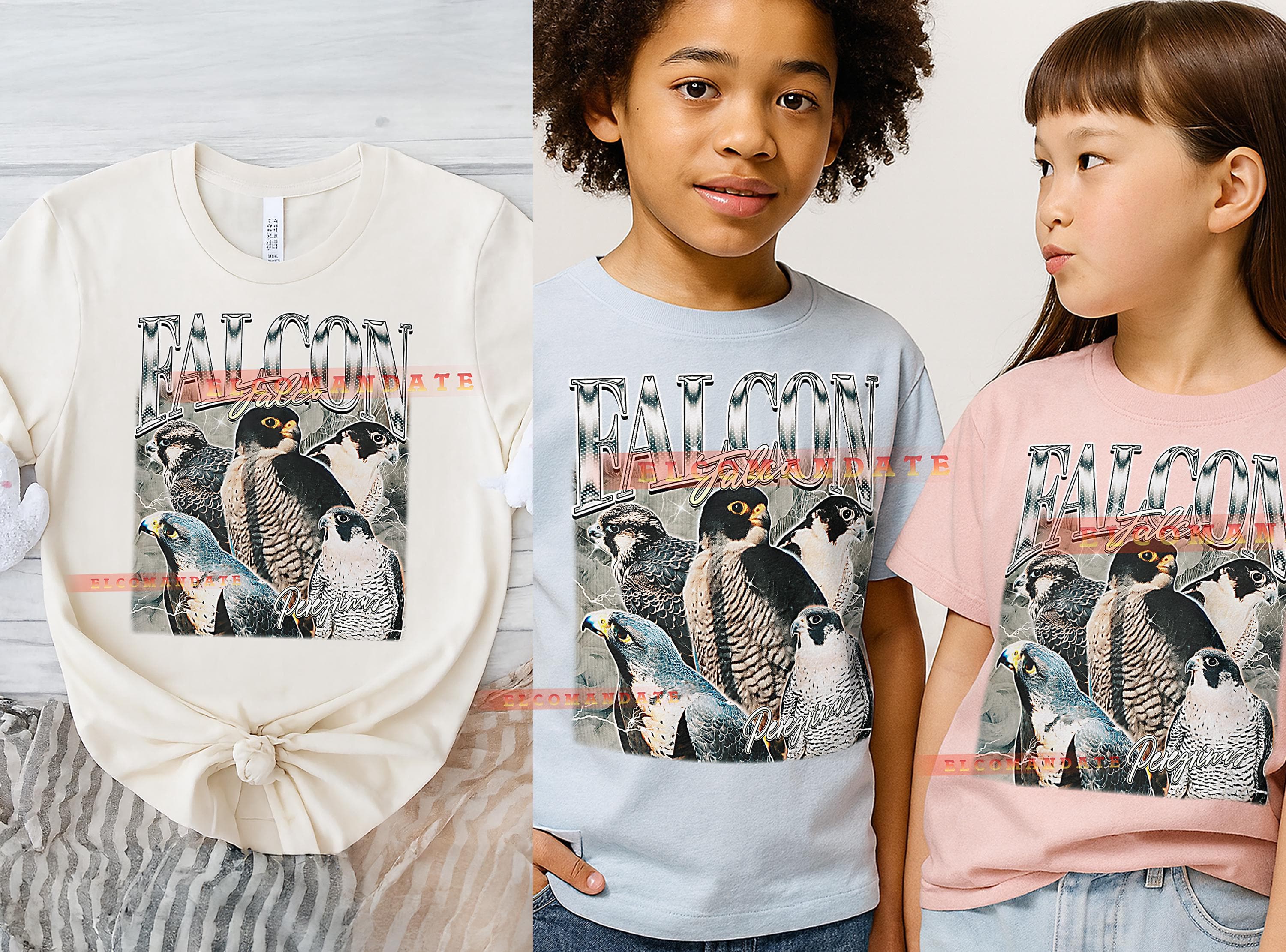 Falcon Falco Peregrinus T-Shirt, Vintage Animal Lovers Raptor Bird Wildlife Nature Tee, 90s Retro Throwback, Falcon Falco Peregrinus Sweater - image 4