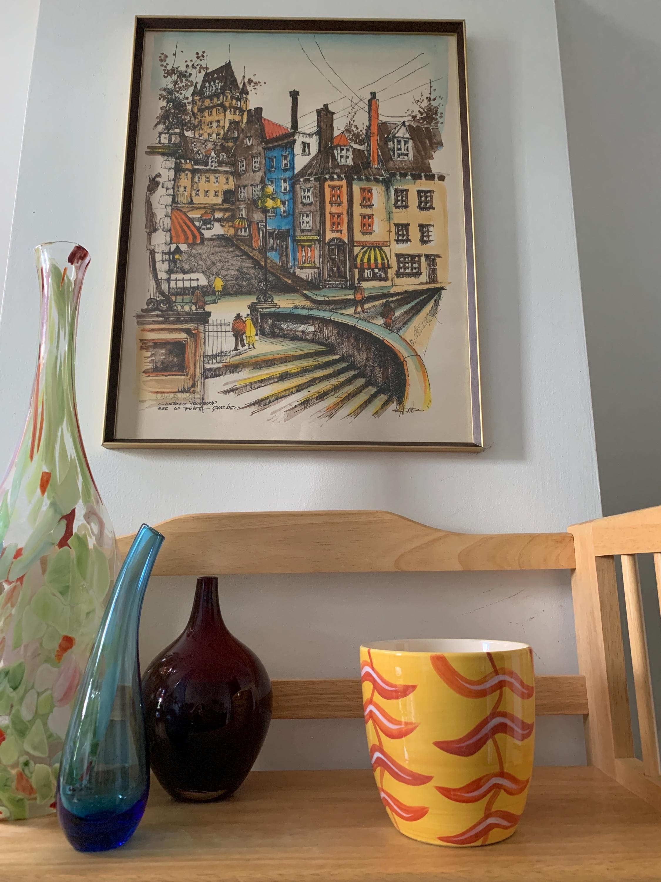 Vintage 5 5/8“x 5 5/8” Hand-Painted IKEA of Sweden “RAGO” Stoneware Plant Pot/Vase in Vibrant Yellow w/Abstract Pumpkin Orange Motif c.1990s - image 5
