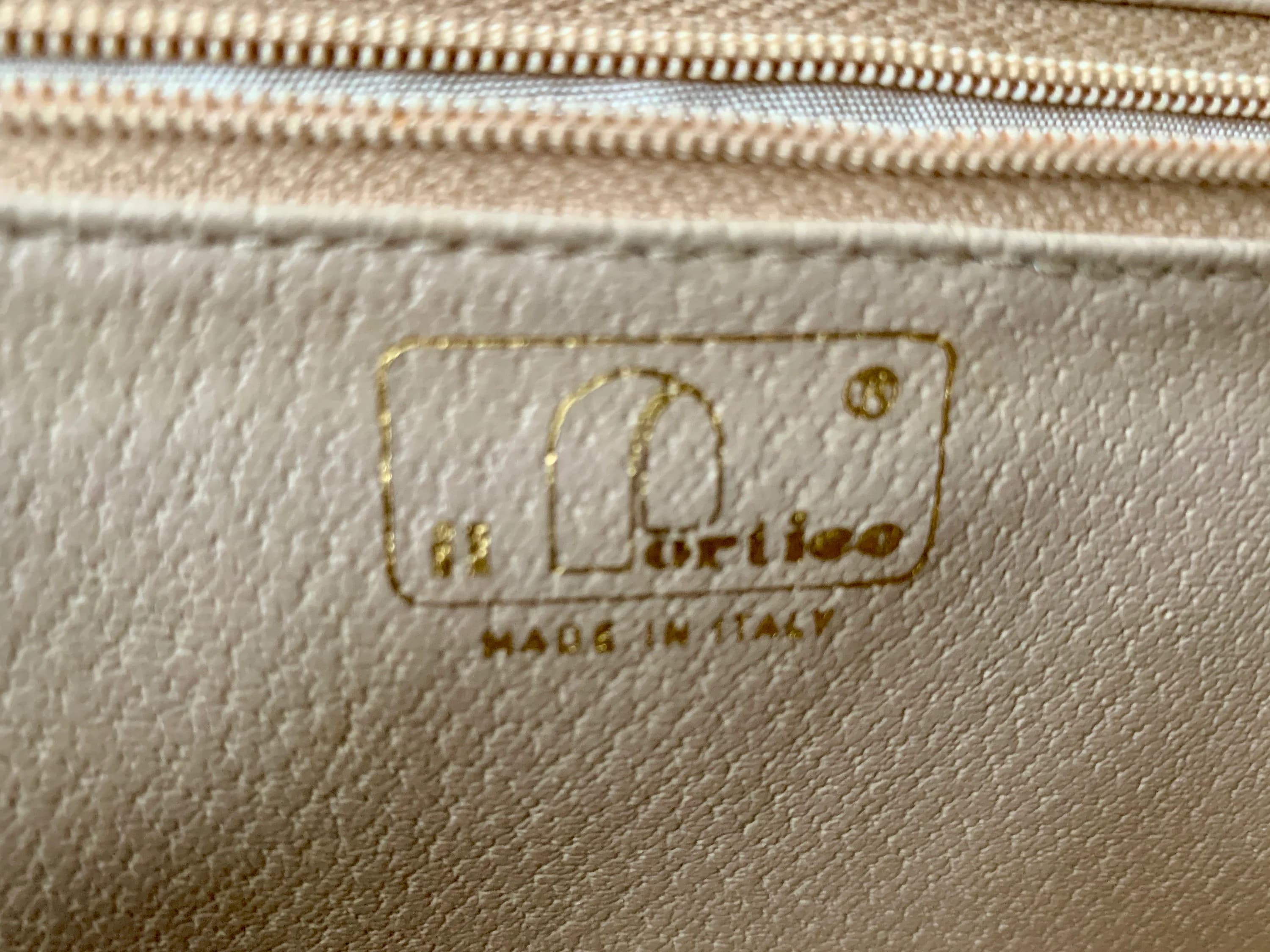 UNUSED Luxurious Vintage 16 1/2”x 15” Emerald Green Velvet & Tan Leather IL PORTICO Italian Satchel Hand Bag c.1950-60s w/Leather Interior - image 5