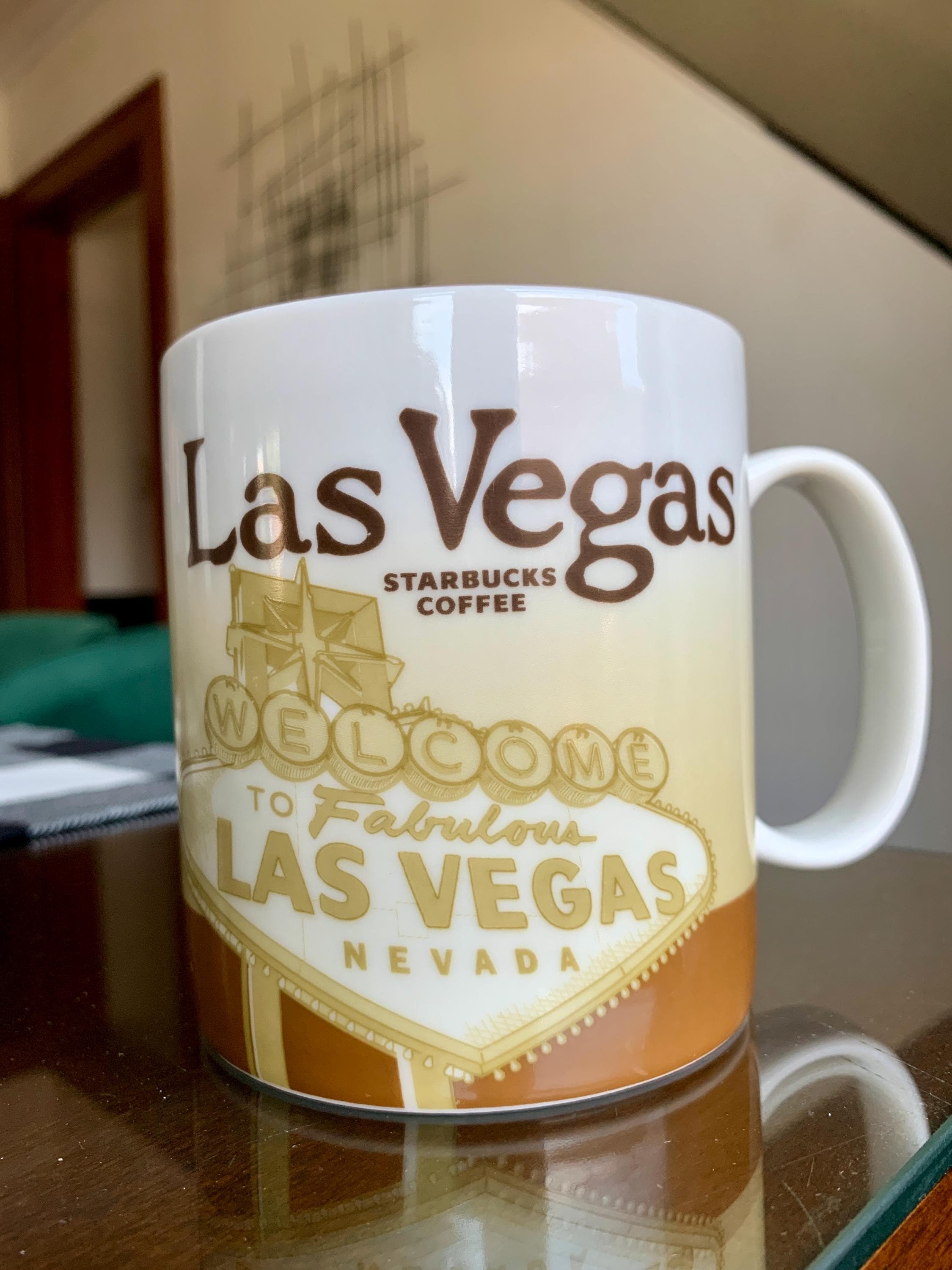 Unused, Oversized 16 floz STARBUCKS “LAS VEGAS”    Discontinued/Retired Cream & Brown Ceramic Coffee Mug; Collectible Global Icon Series