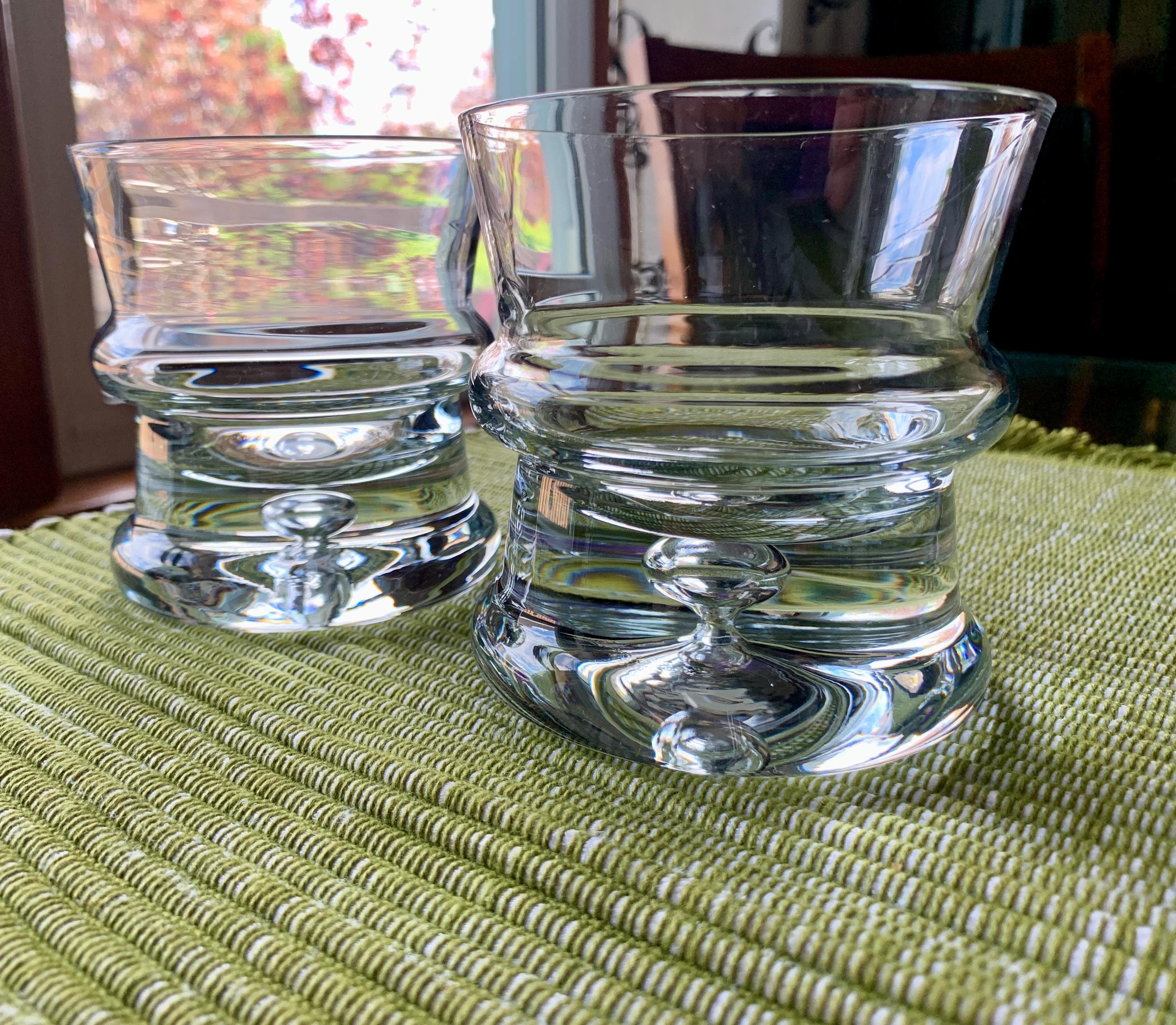 Pair/2 Unused Luxurious MCM 10 1/2 floz KROSNO POLAND Heavy Blown Glass Ripple Double Old Fashioned/Whisky/Lowball Tumblers w/Bubble Base - image 3