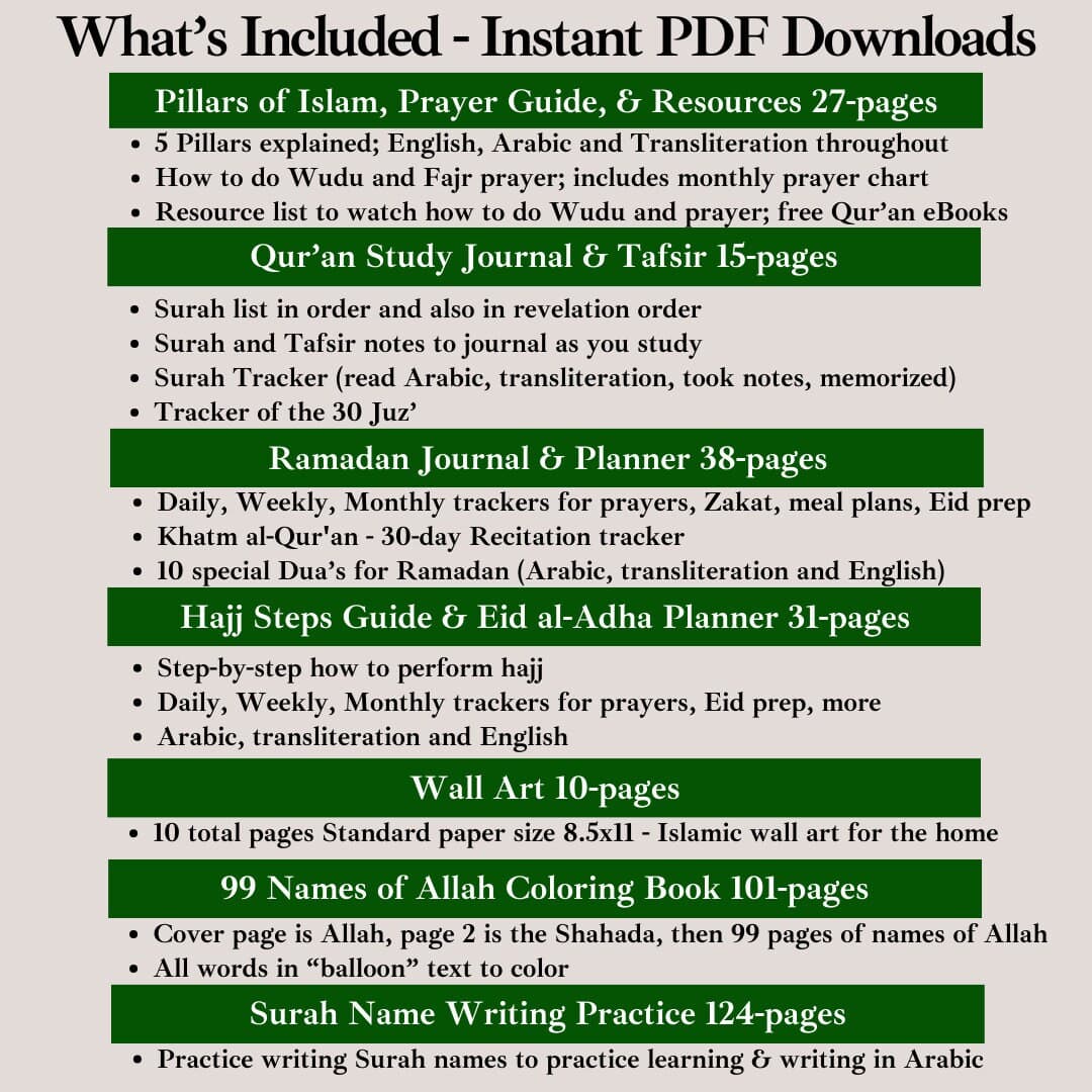Islamic Planner Bundle: Salat Tracker, Quran Study, Ramadan/Eid (PDF Download) - image 4
