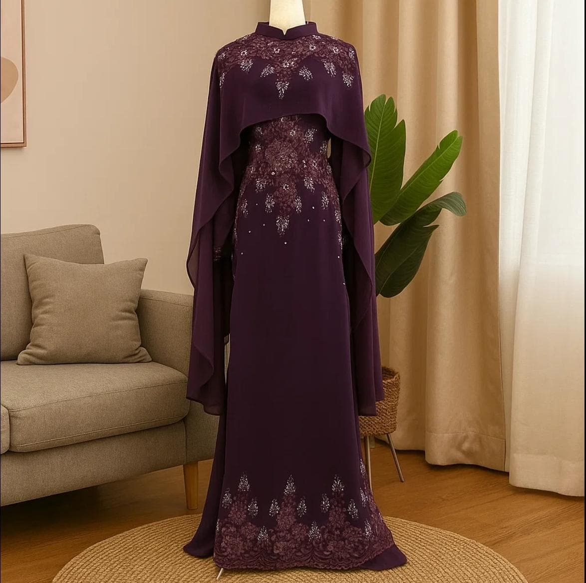 Minimalist Muslimah Wedding Dress – Nikah Gown with Modest Design | Engagement Dress | Long Sleeve Bridal Dress for Islamic Weddings - image 5