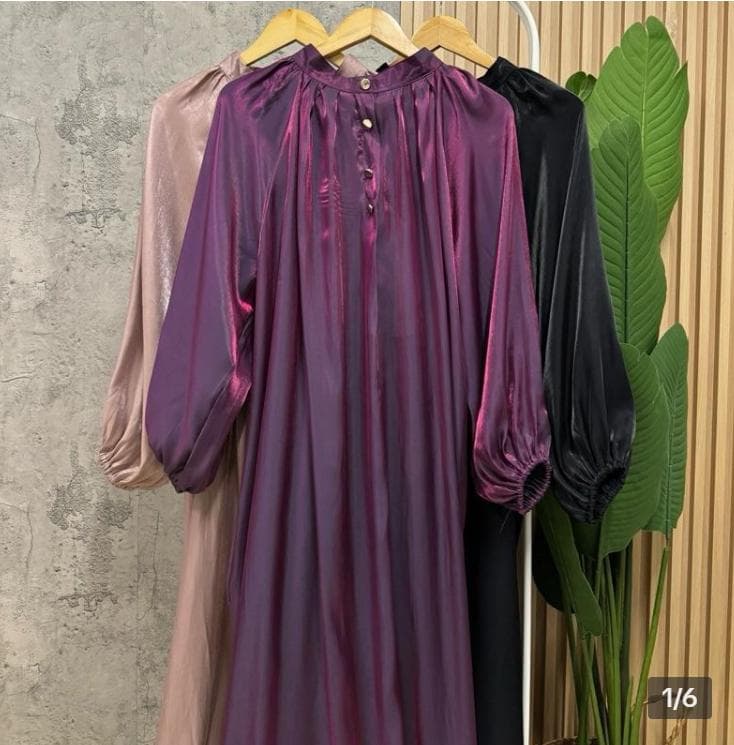 Shimmer Cotton Silk Satin Maxi Abaya Dress with Kimono Sleeves – Modest & Stylish - image 5