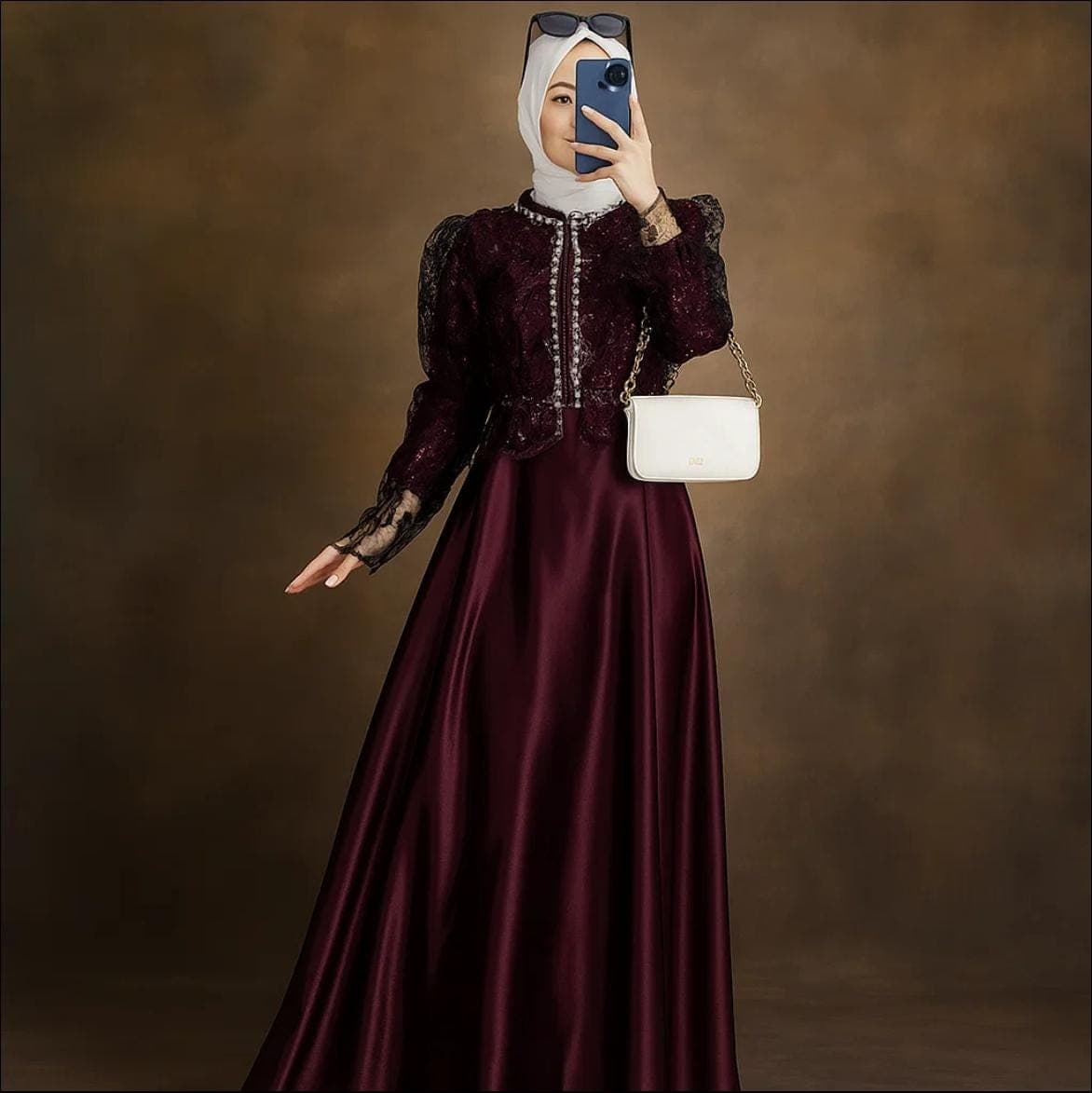 Modest Premium Silk Sequin Dress| Long Sleeve Gown | Formal Hijab Friendly Dress, Bridal Party or Evening Gown - image 3
