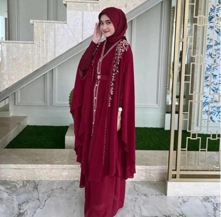 Elegant Black Abaya with Floral Embroidery, Modest Islamic Dress, Traditional Middle Eastern Fashion, Women's Hijab Outfit - image 3