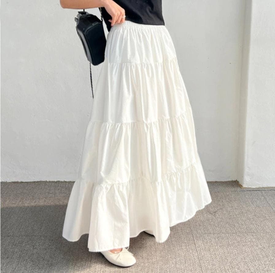 Elegant White Tiered Maxi Skirt for Women | Comfortable and Flowy Long Skirt | Modest Fashion & Everyday Wear - image 5