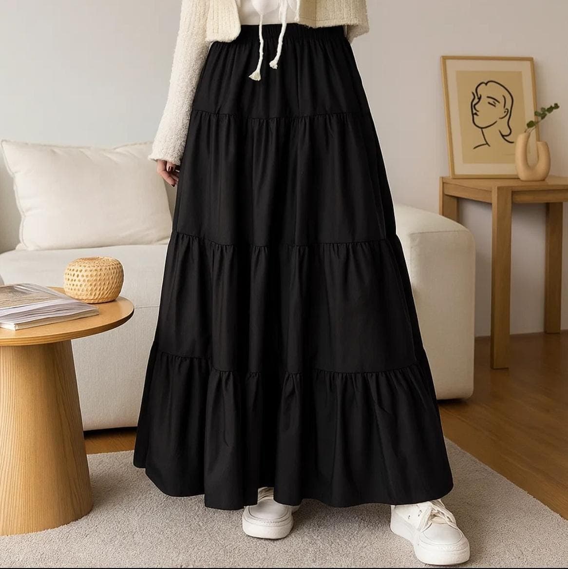Elegant White Tiered Maxi Skirt for Women | Comfortable and Flowy Long Skirt | Modest Fashion & Everyday Wear - image 4