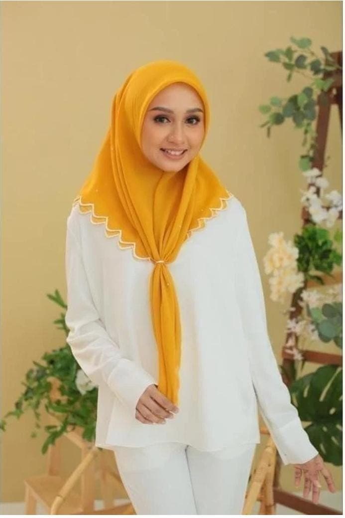 Premium Cotton Square Hijab with Classic Embroidered Edge - Elegant Wedding Scarf - Plain Veil with Timeless Embroidery - 50 Color Options - image 5