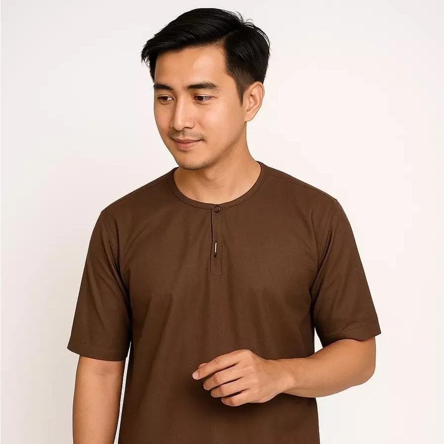 Casual and Wedding Men's Kurta | Short Sleeve Como Crepe Indian Ethnic Wear | Elegant Islamic Prayer & Eid Ramadan Outfit, Size S-XXL - image 3