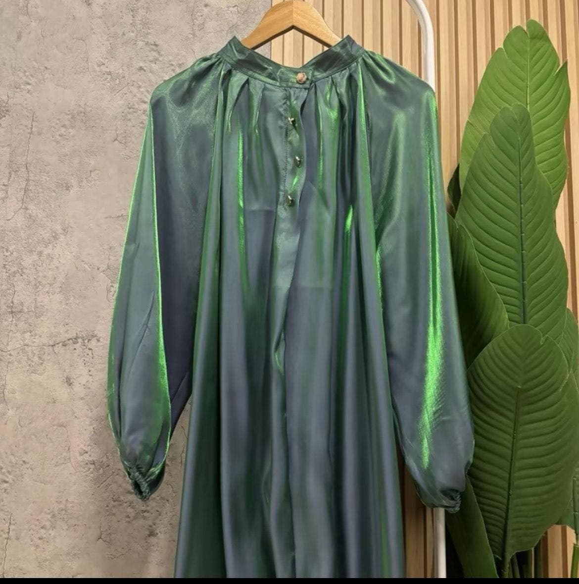 Shimmer Cotton Silk Satin Maxi Abaya Dress with Kimono Sleeves – Modest & Stylish - image 3