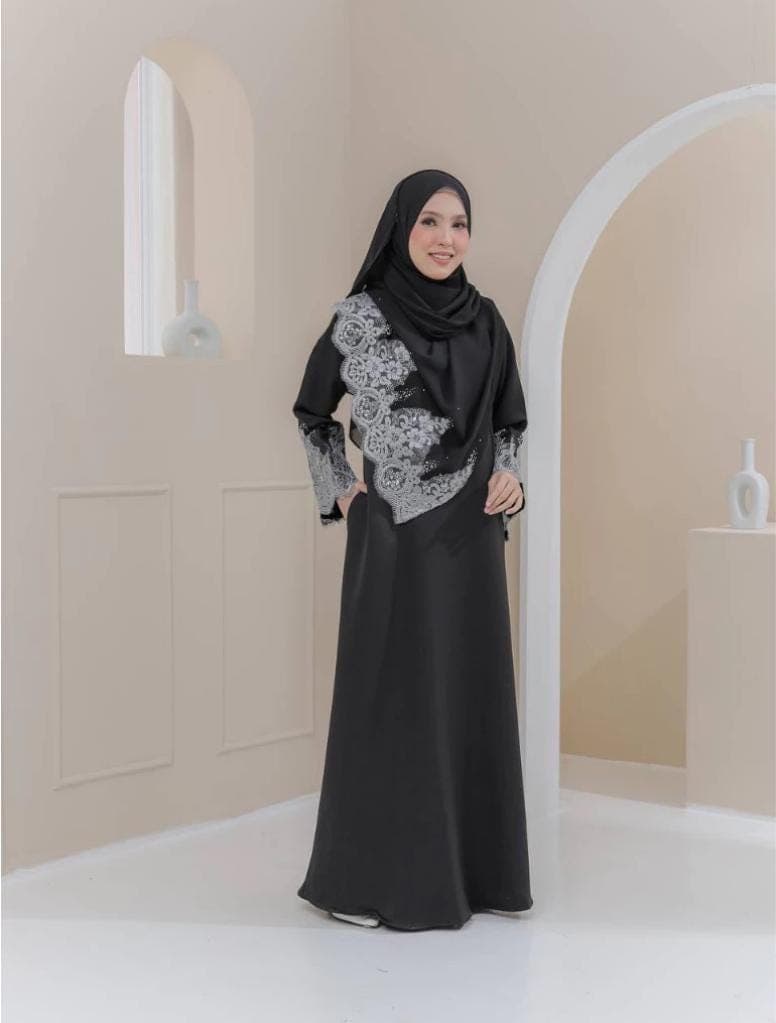 Elegant Embroidered Muslimah Jubah Dress with Free Matching Hijab – Modest Abaya Kaftan for Eid, Wedding, or Formal Events - image 4