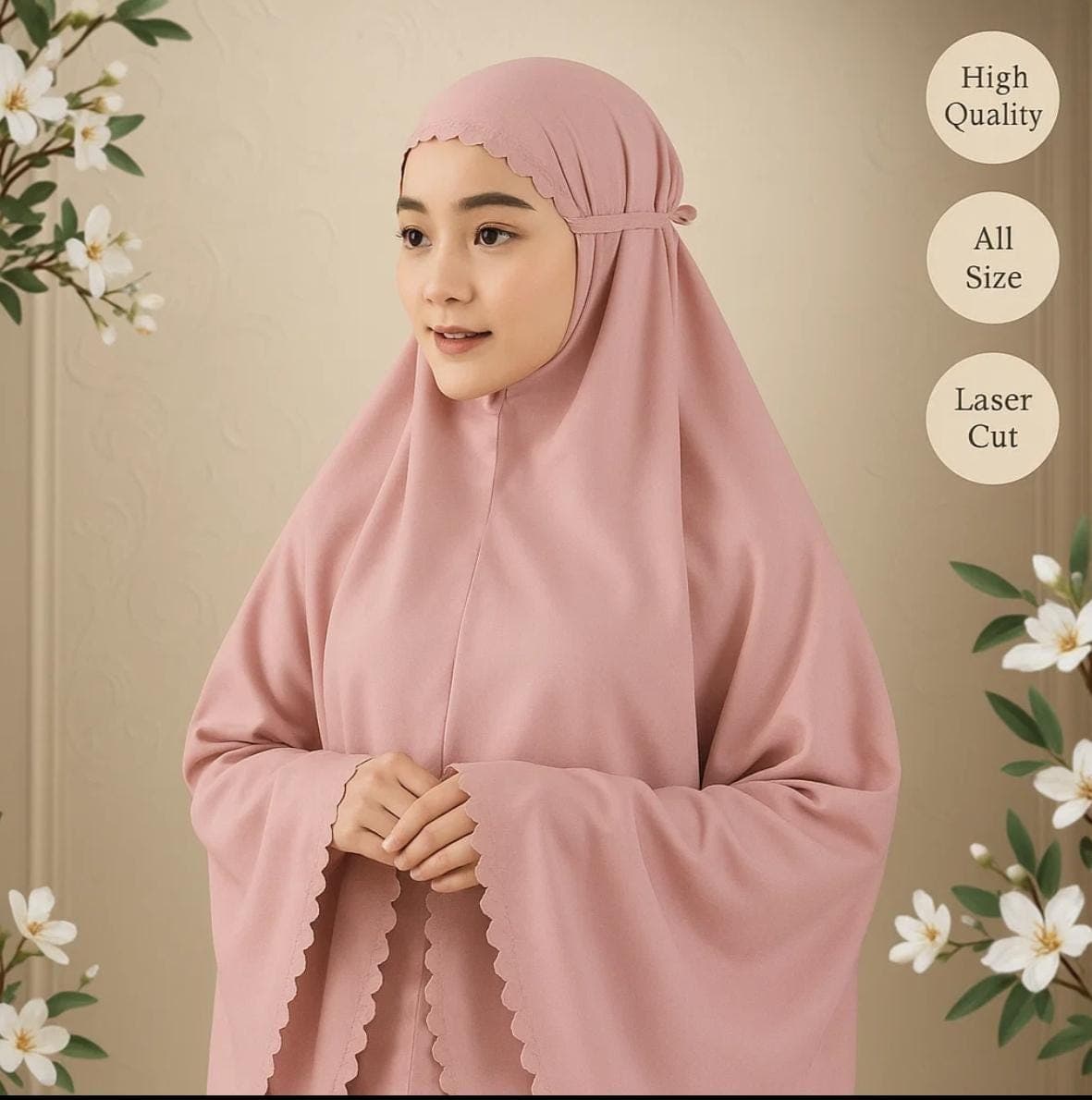 Premium Mini Mukena Travel Prayer Set with Heart Shaped Pouch | Lightweight Parachute Muslim Prayer Outfit | Adult Travel Prayer Dress - image 4