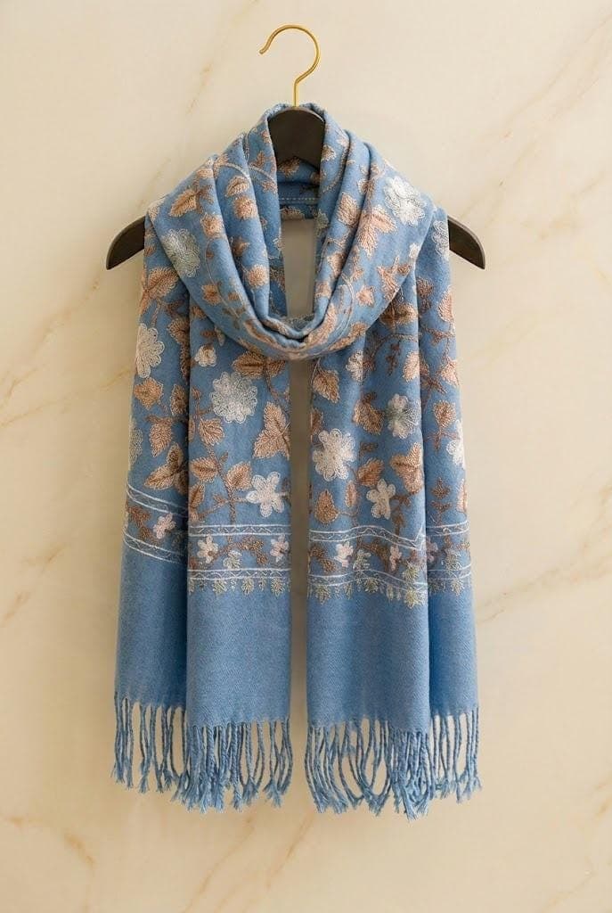 Embroidered Winter Scarf : Luxury Handmade Cashmere Pashmina Blend Shawl - image 4