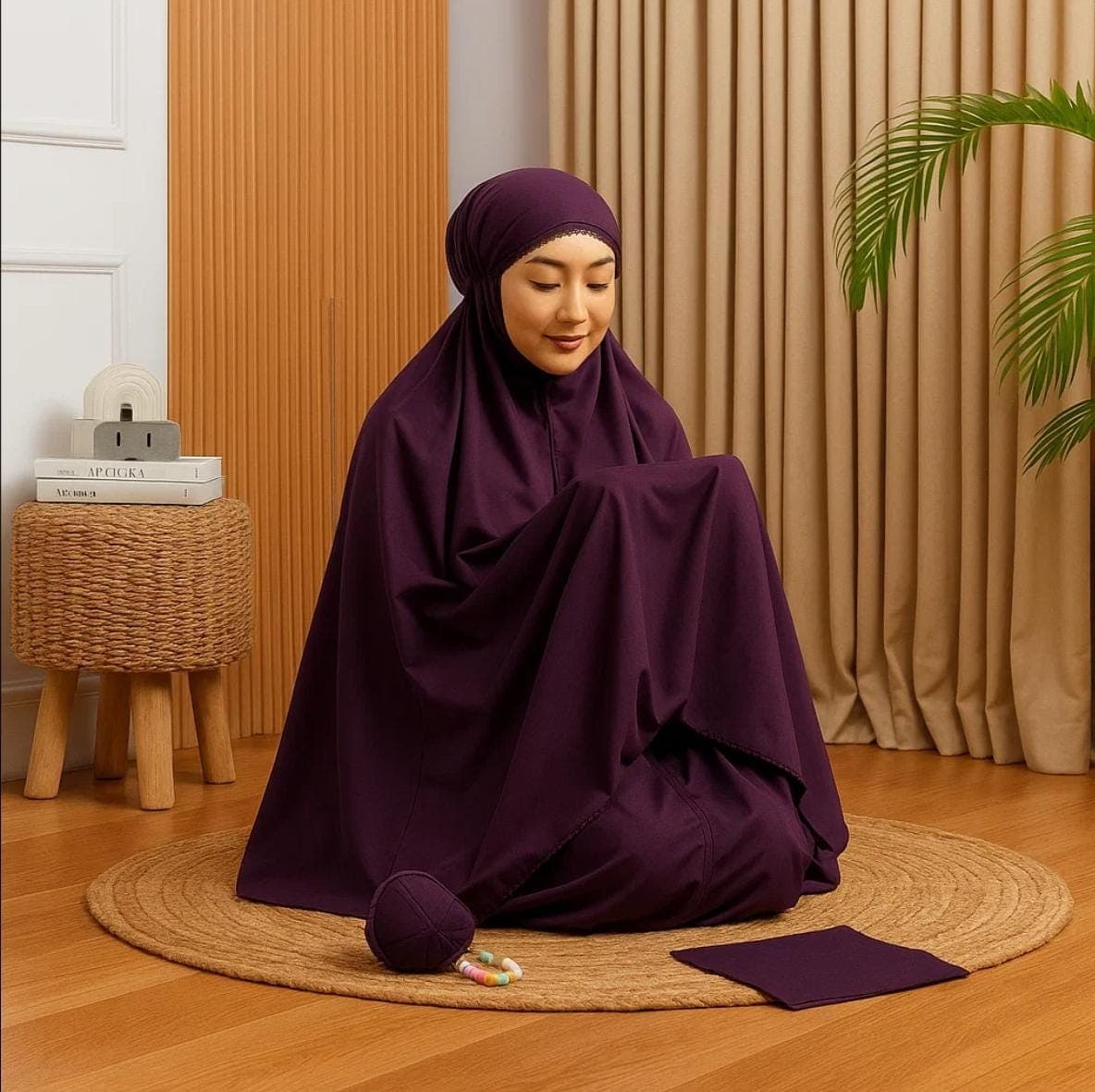 Premium Mini Mukena Travel Prayer Set with Heart Shaped Pouch | Lightweight Parachute Muslim Prayer Outfit | Adult Travel Prayer Dress - image 3