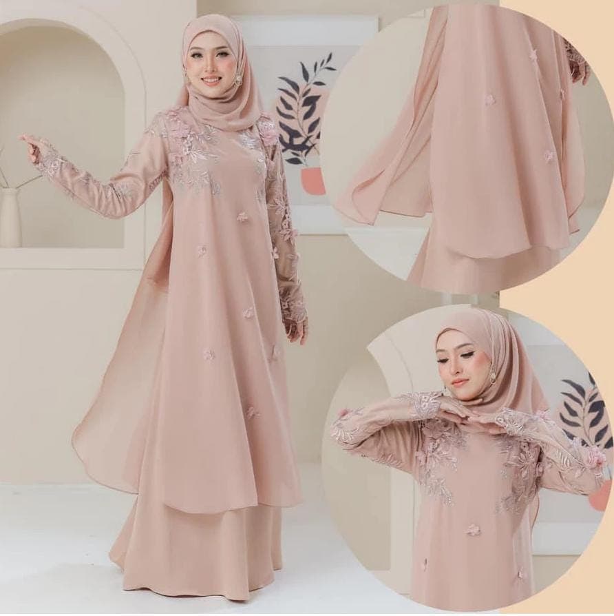 Modest Islamic Wedding Dress with 3D Floral Lace, White Two-Piece Bridal Gown, Long Sleeve Ceremony Outfit for Nikah, 10 Color Options