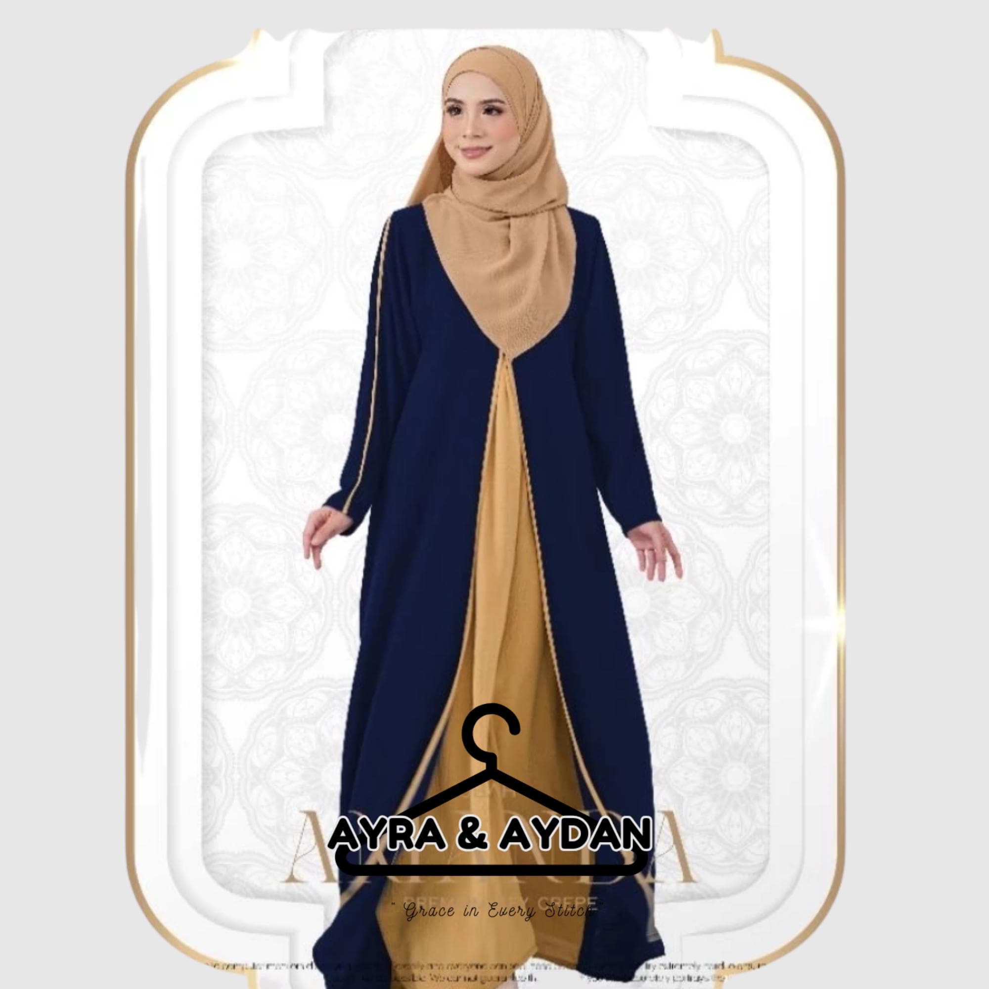 Elegant Muslim Robe 2-Layer CEY CREPE Dress with Light Brown Inner - Sizes S-3XL - image 4