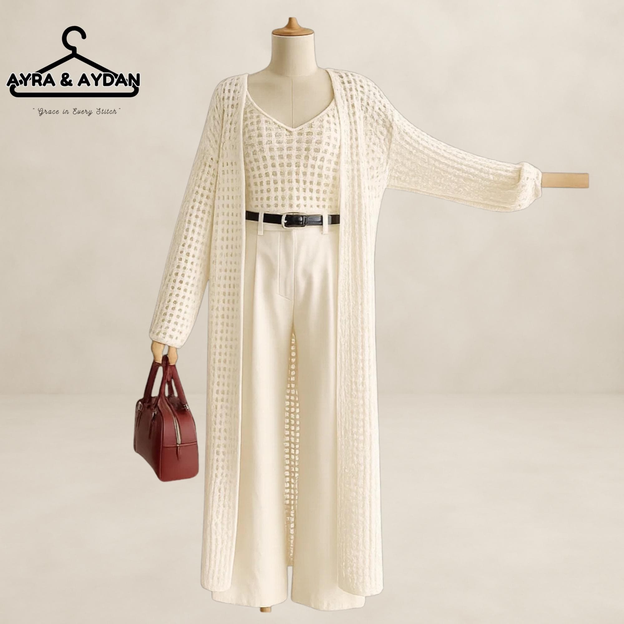Long Knit Cardigan Duster, Cream Open-Knit Maxi Sweater, Boho Beach Cover Up, Lightweight Summer Knitwear