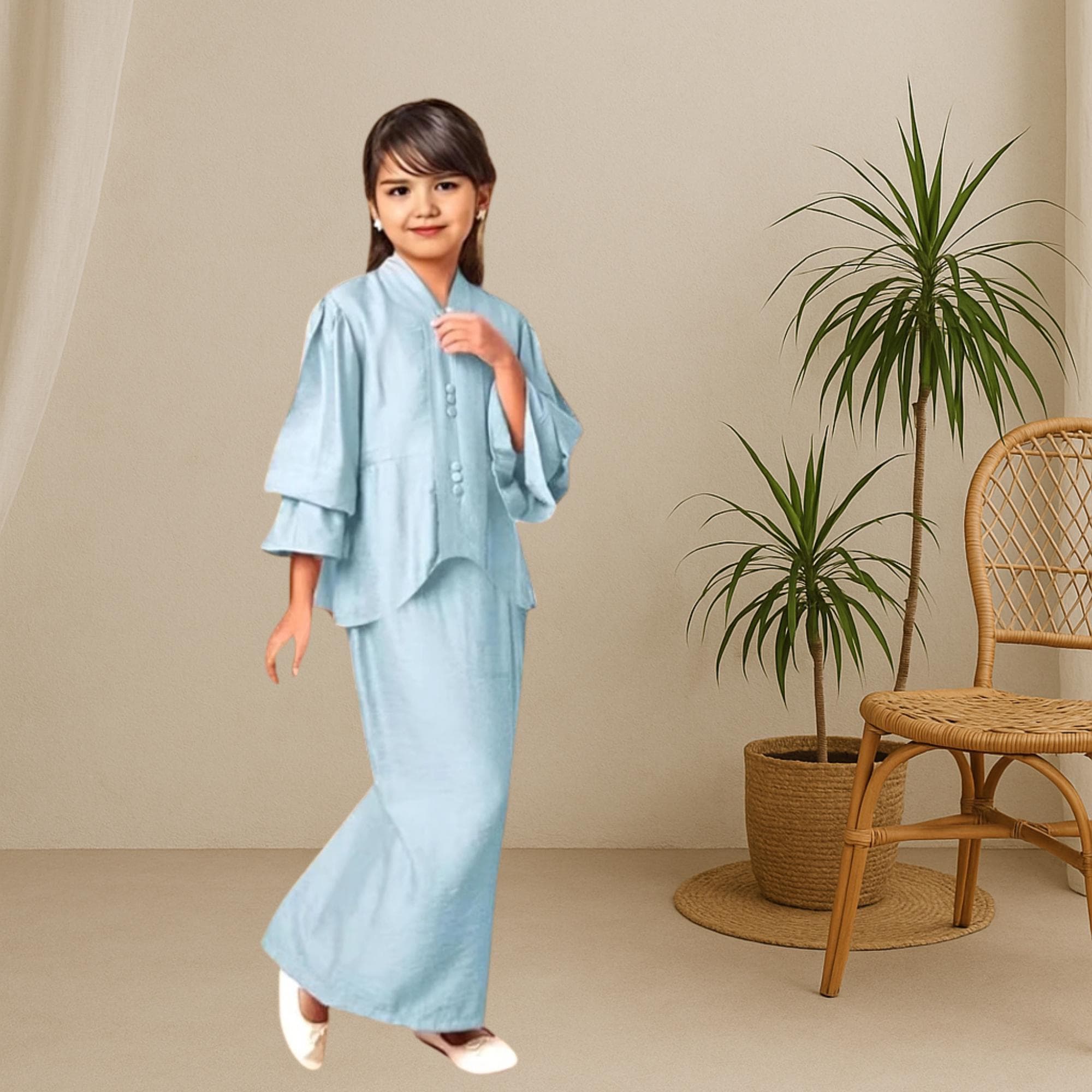 Sophisticated 2 Piece Kebaya Tunic Ensemble - Modest Attire for Young Ladies, Ideal for Formal Events - image 3