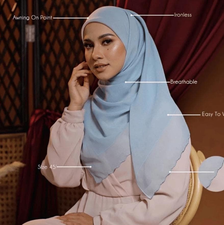 Premium Cotton Square Hijab with Classic Embroidered Edge - Elegant Wedding Scarf - Plain Veil with Timeless Embroidery - 50 Color Options - image 4