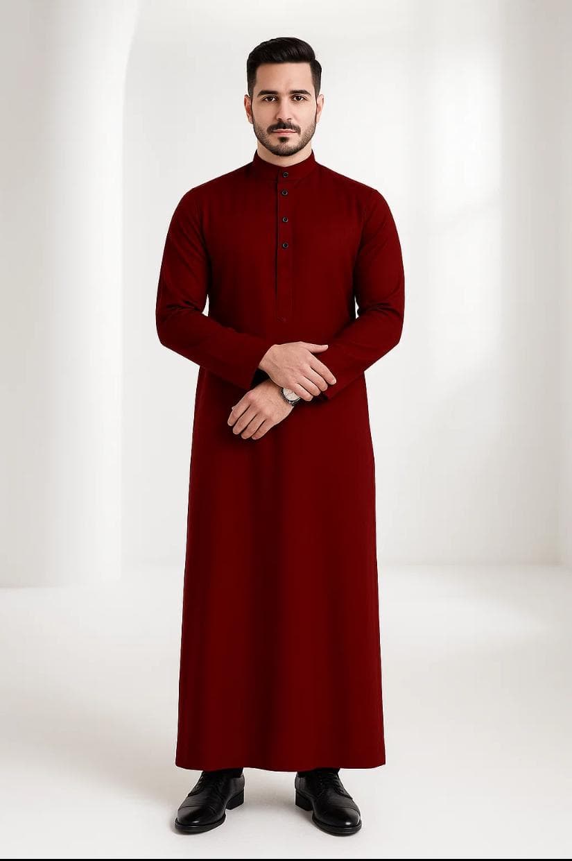 Men's Premium Thobes Jubbah Jubba  - Como Crepe Shanghai Collar Robe | Elegant Islamic Prayer & Eid Ramadan Outfit, Size S-XXL - image 3