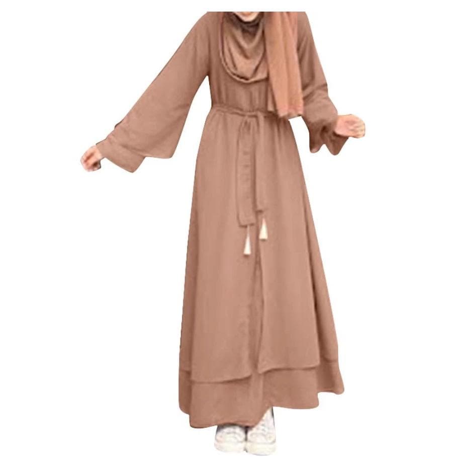 Vintage White Maxi Dress | Long Sleeve Casual Sundress | Double Layer Modest Gown | Muslim Friendly Clothing | Flowy Summer Dress - image 3