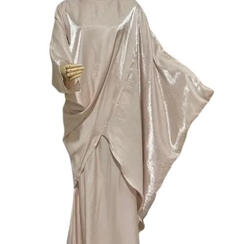 Elegant Plus Size Shimmer Satin Maxi Wrap Caftan Dress with Kimono Sleeves, Modest Fashion - image 5