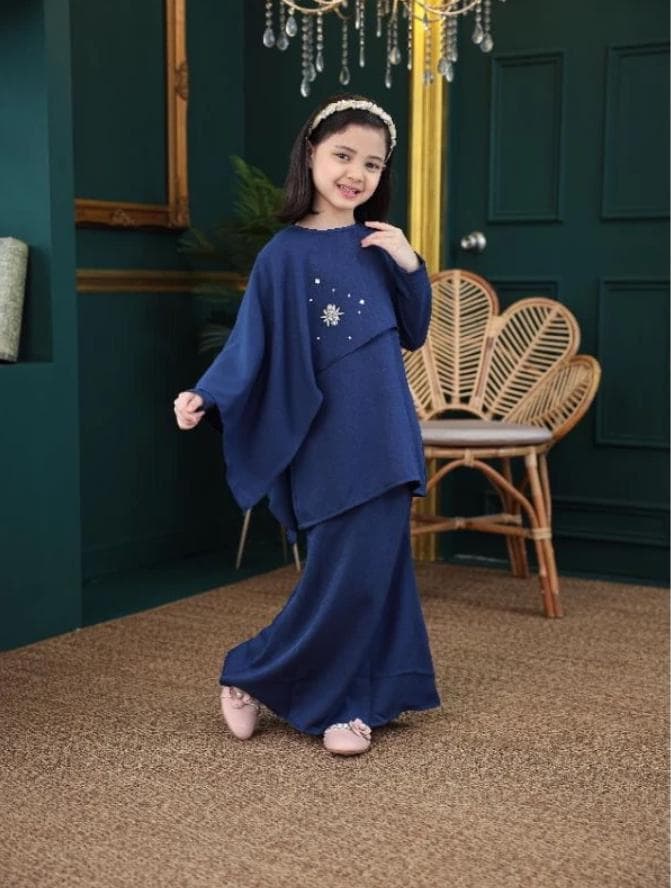 Girls Pastel Baju Kurung, Modest Eid Dress for Kids, Hari Raya Outfit, Muslimah Childrens Clothing, Cape Style Traditional Wear - image 3