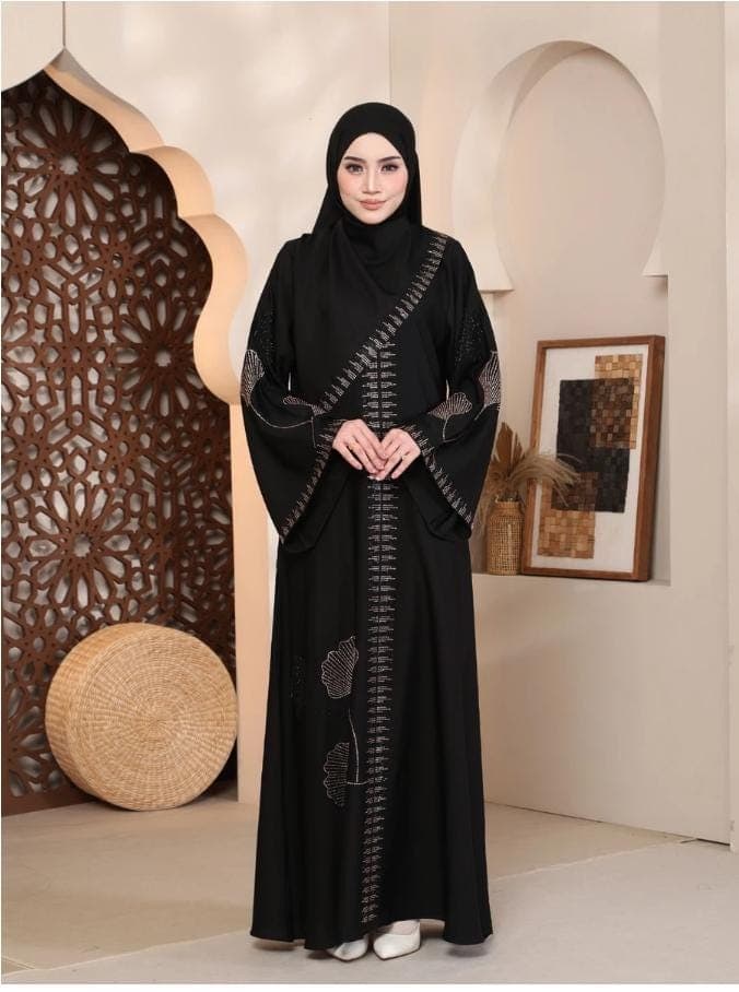 Luxury Eid Abaya Dress for Women – Nidha Kaftan, Breastfeeding Friendly V Neck, DMC Crystal Embellished Modest Muslim Ramadan Outfit - image 5
