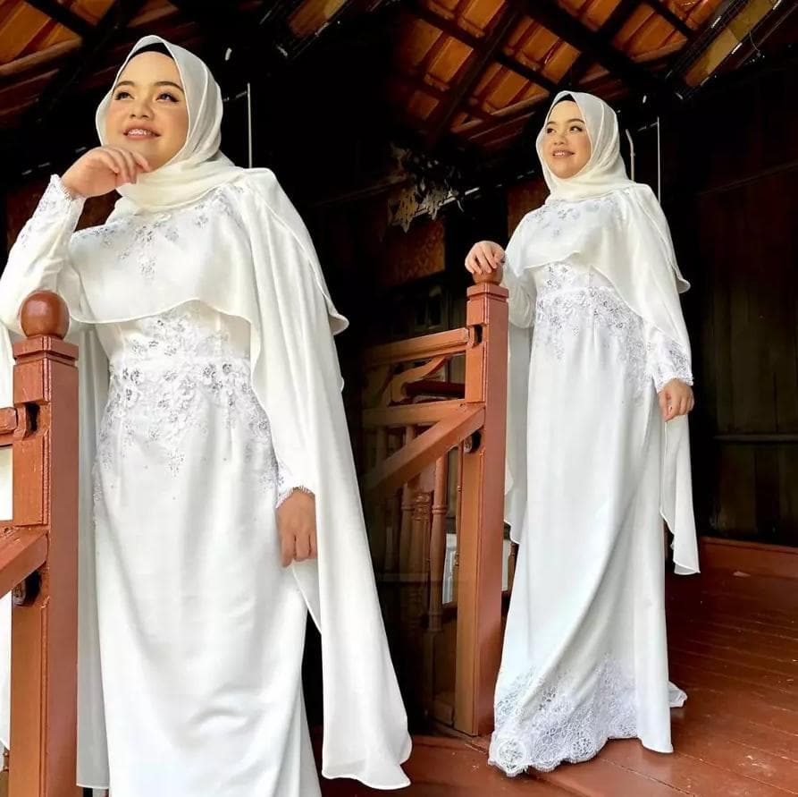 Gorgeous Off-White Muslimah Wedding Dress – Nikah Gown with Modest Design | Engagement Dress | Long Sleeve Bridal Dress for Islamic Weddings - image 5