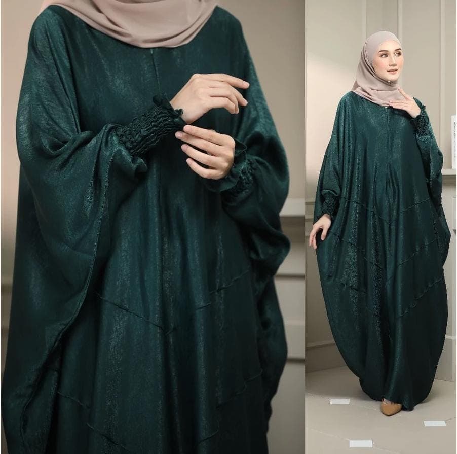 Elegant Shimmer Silk Satin Abaya Maxi Dress with Kimono Sleeves – Elegant Caftan Dress for Women up to 3XL - image 3