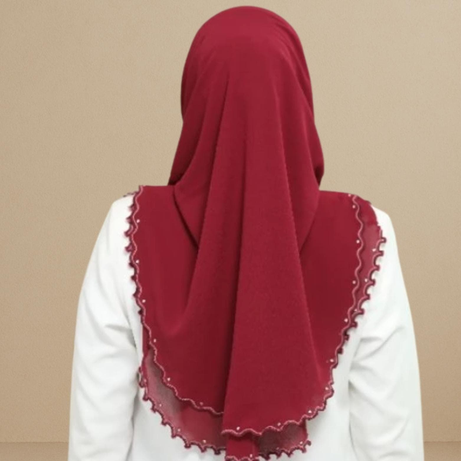 Embroidered 2-Layer Long Instant Hijab | Fits XL, XXL | Neatly Stitched Edges | Slip on Instant Hijab - image 4