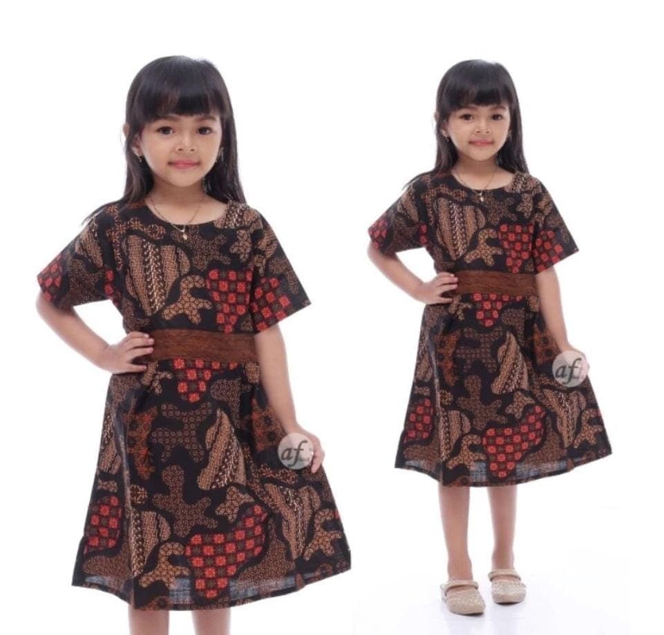 Girls Batik Dress, Kids Floral Print Dress, Indonesian Ethnic Pattern Dress for Girls, Short Sleeve Summer Boho Dress, Sizes 2-10 Years - image 3