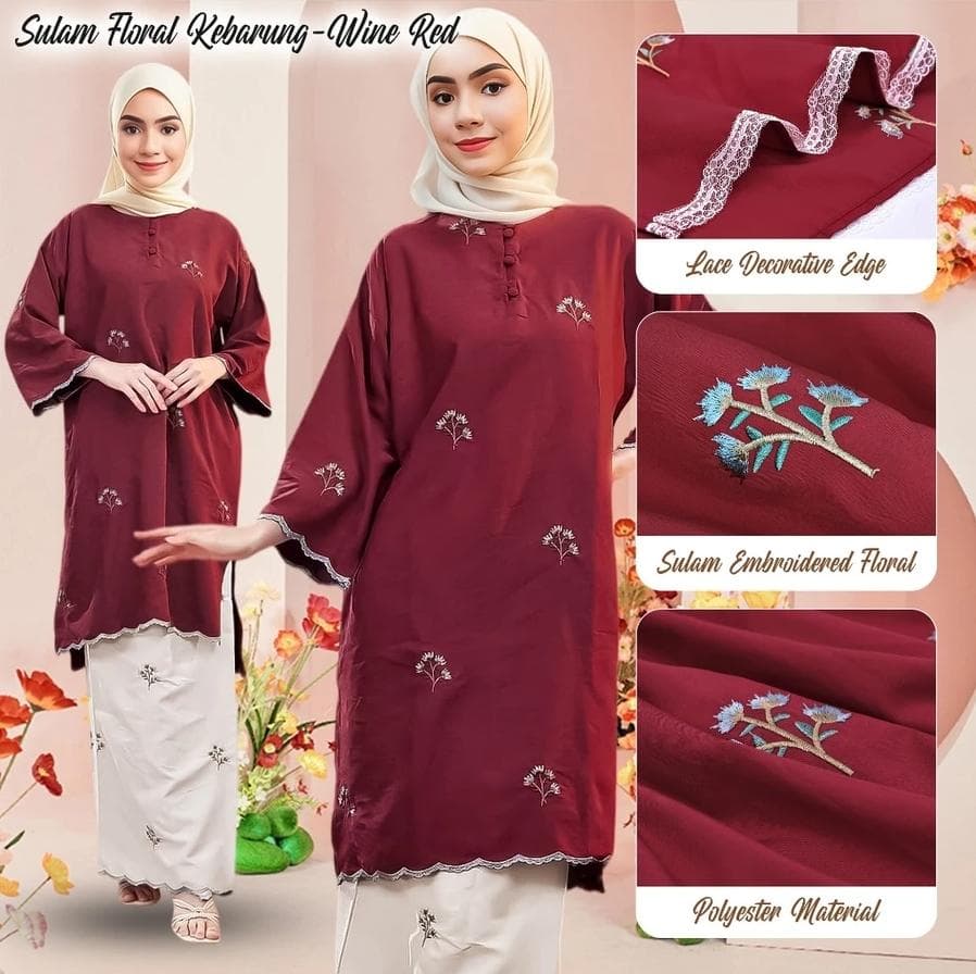 Malaysia Baju Kurung Embroidery Set | Nursing Friendly Baju Kurung  | Floral Modest Wear | Hari Raya Eid Outfit | Muslimah Two-Piece Suit - image 3