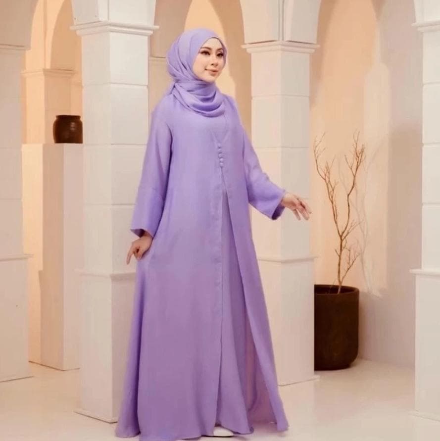 Minimalist Abaya, Dubai Style Farasha Kaftan, Modest Islamic Clothing, Layered Chiffon Maxi Dress, Eid Mubarak Gown - image 3