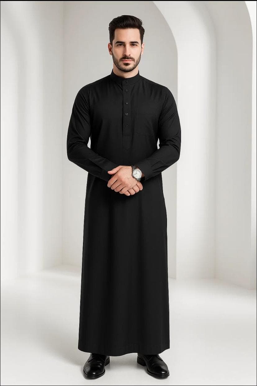 Men's Premium Thobes Jubbah Jubba  - Como Crepe Shanghai Collar Robe | Elegant Islamic Prayer & Eid Ramadan Outfit, Size S-XXL - image 5