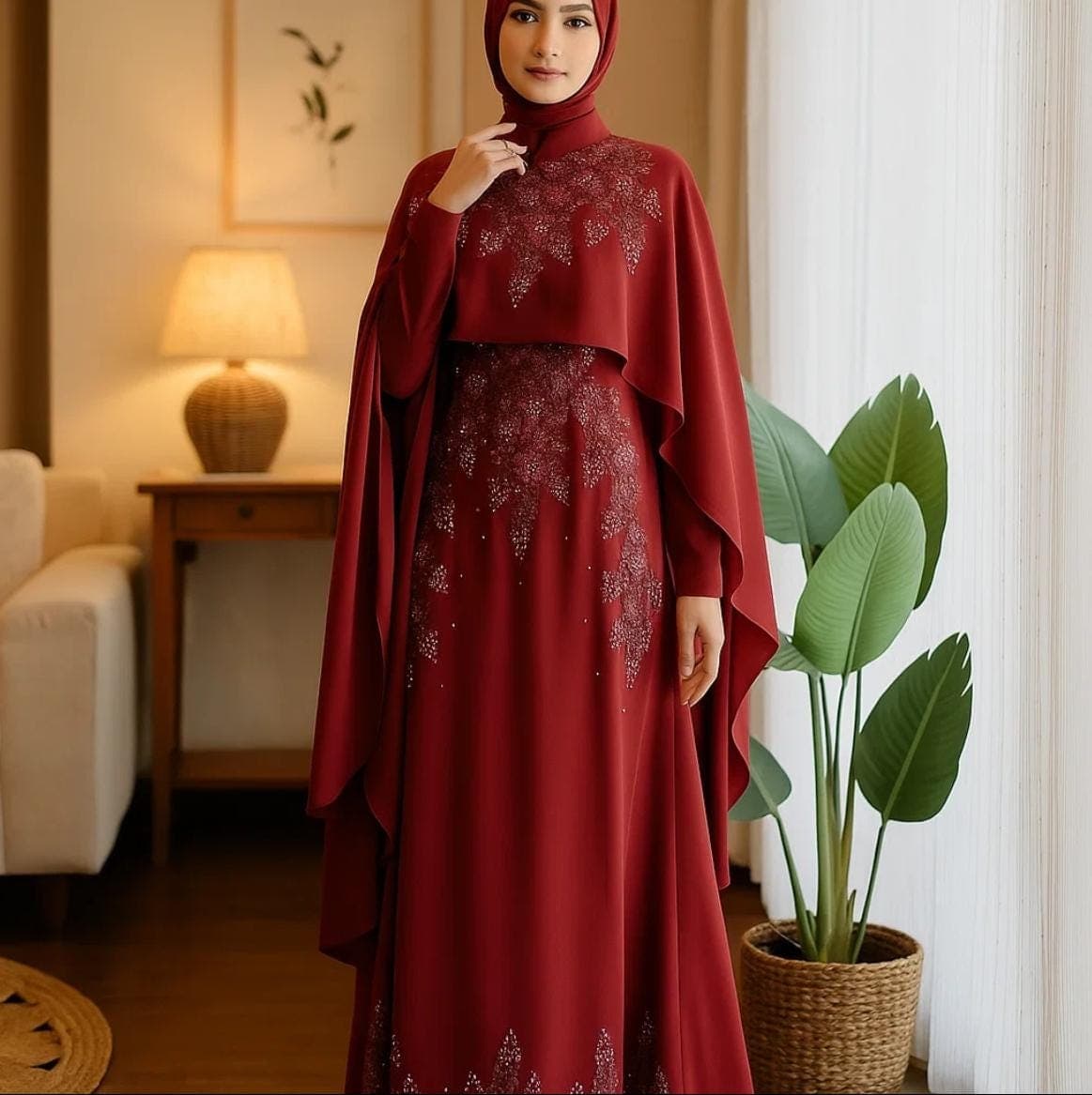 Minimalist Muslimah Wedding Dress – Nikah Gown with Modest Design | Engagement Dress | Long Sleeve Bridal Dress for Islamic Weddings - image 4