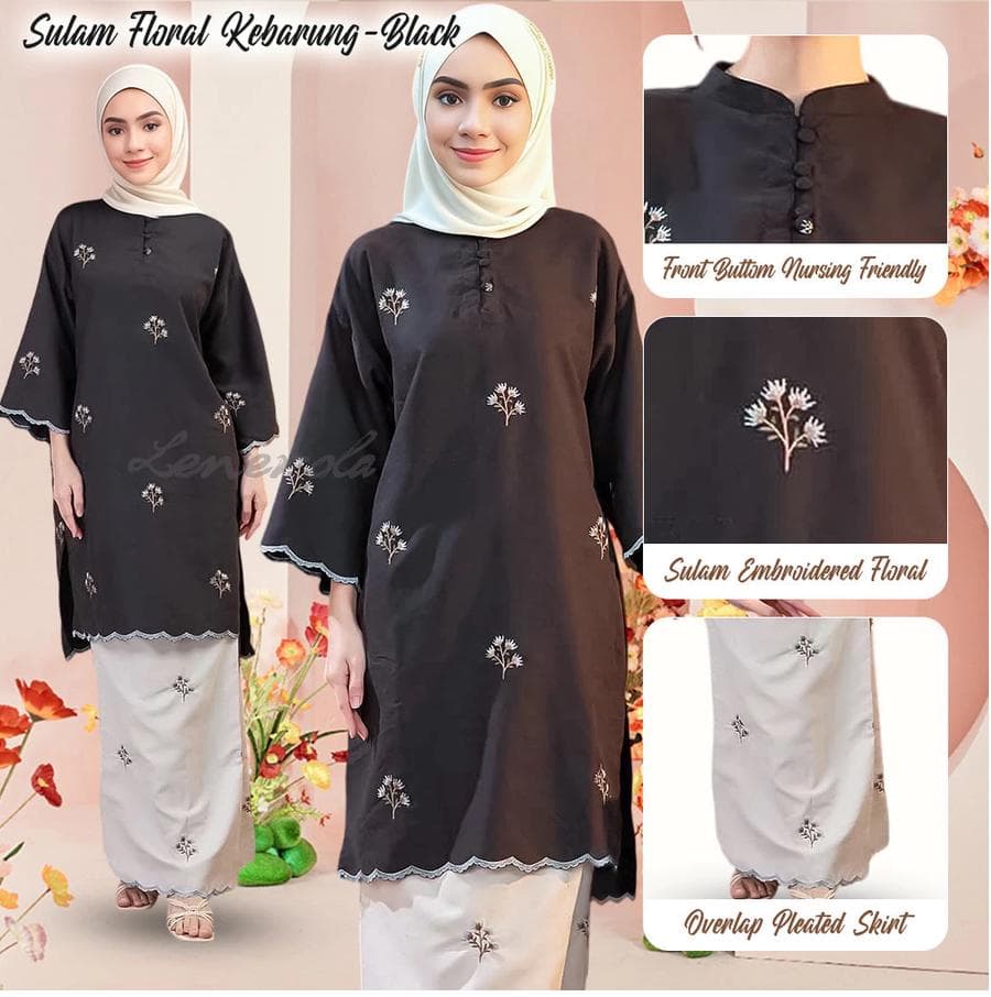 Malaysia Baju Kurung Embroidery Set | Nursing Friendly Baju Kurung  | Floral Modest Wear | Hari Raya Eid Outfit | Muslimah Two-Piece Suit - image 5