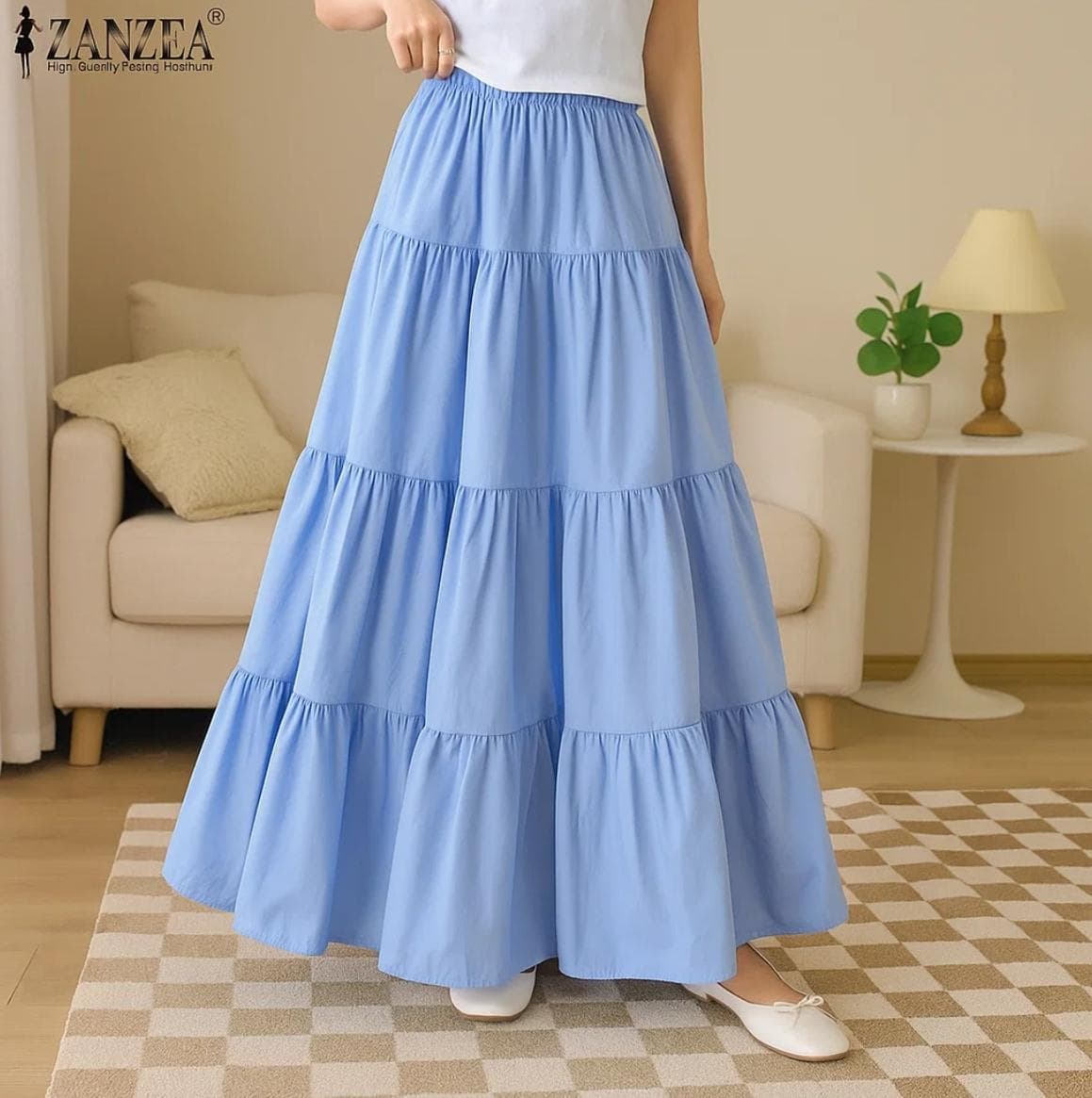 Elegant White Tiered Maxi Skirt for Women | Comfortable and Flowy Long Skirt | Modest Fashion & Everyday Wear - image 3