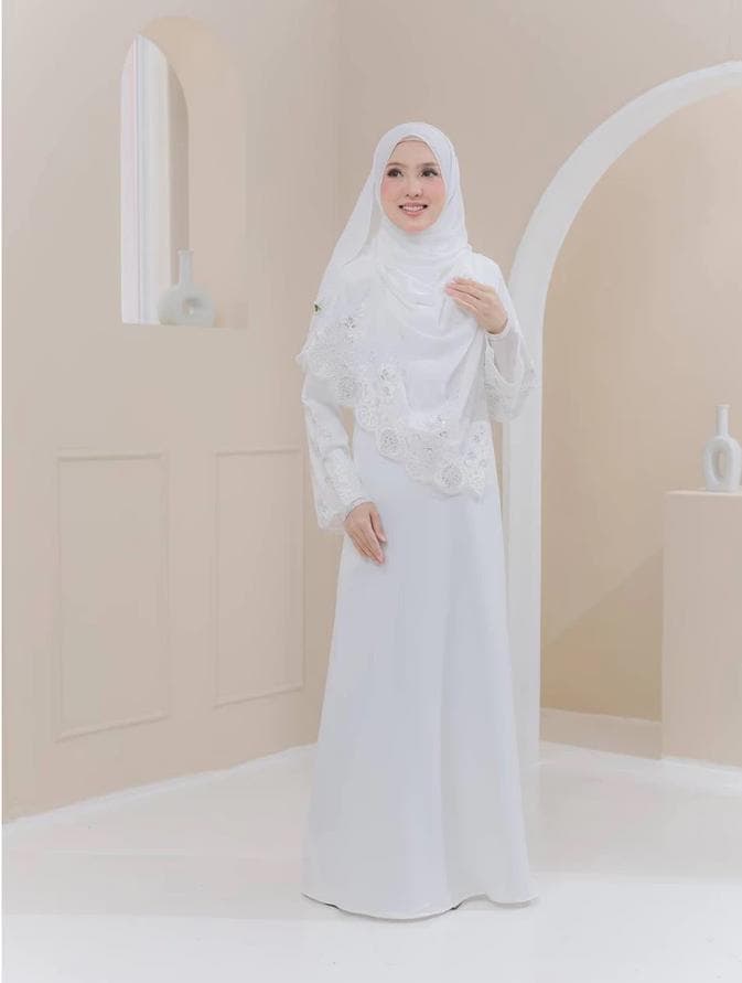 Elegant Embroidered Muslimah Jubah Dress with Free Matching Hijab – Modest Abaya Kaftan for Eid, Wedding, or Formal Events - image 5