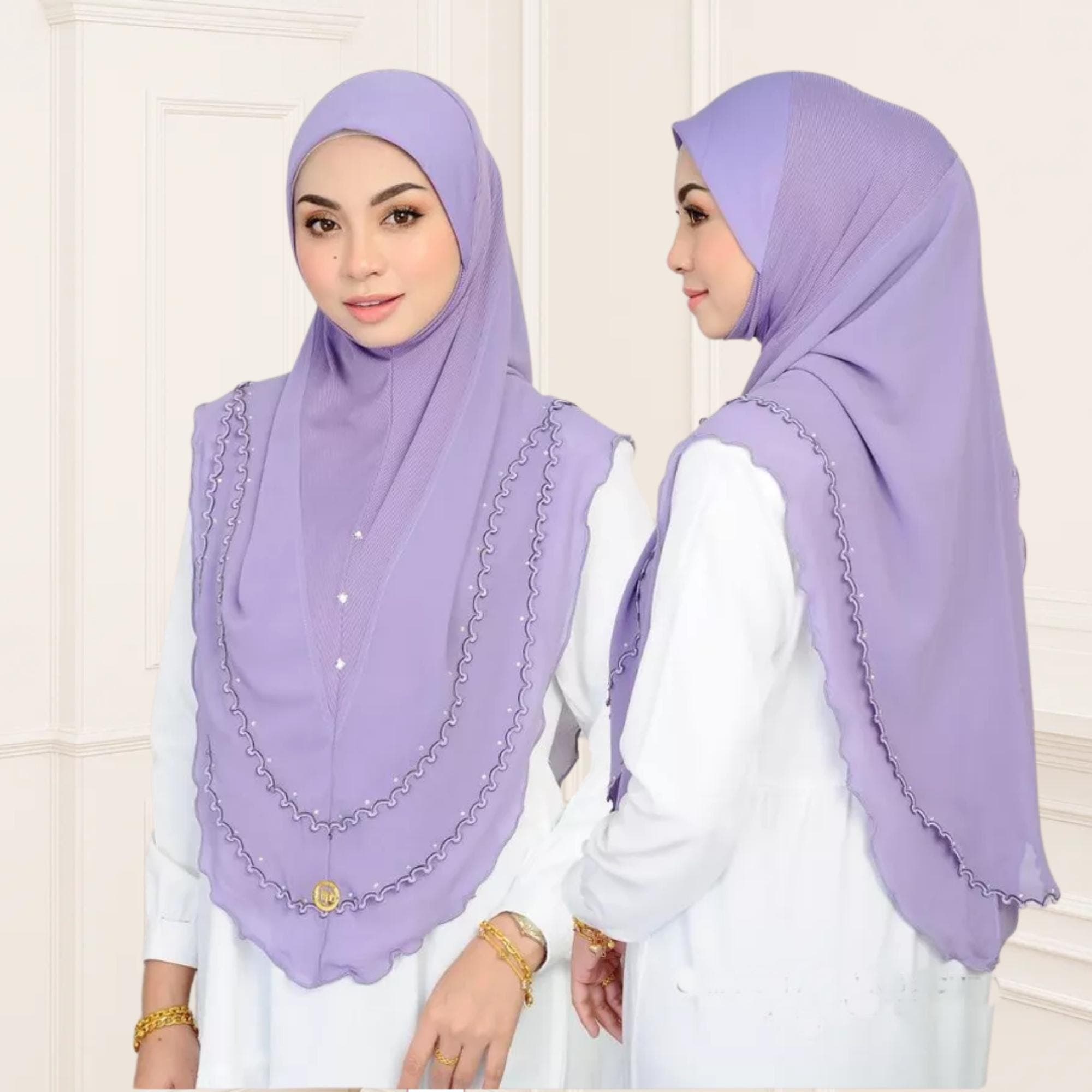 Embroidered 3-Layer Instant Hijab | M, L, XL Sizes | Neatly Stitched Edges | Easy Slip-On Design | 20 Color Options - image 5
