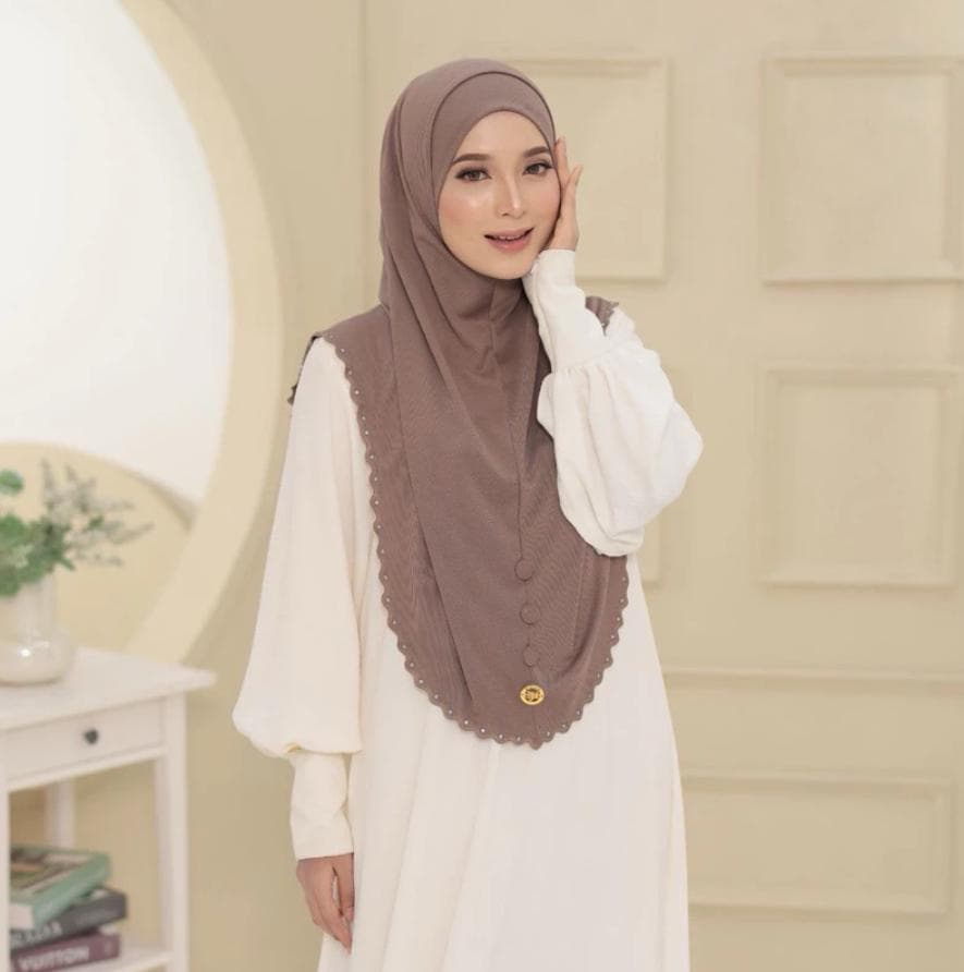 Premium Embroidered Syria Hijab with Button | Slip-On Free Size | Soft Ribbed Cotton | Free Inner Included - image 2