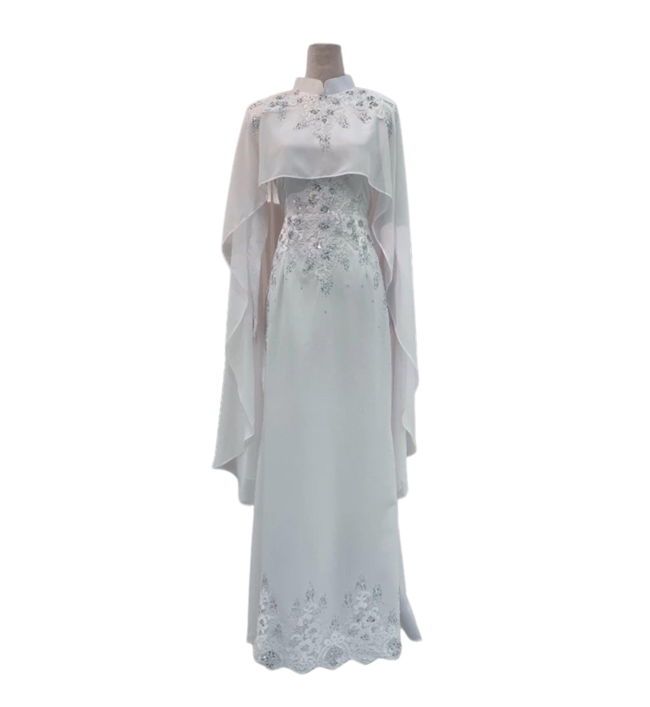 Gorgeous Off-White Muslimah Wedding Dress – Nikah Gown with Modest Design | Engagement Dress | Long Sleeve Bridal Dress for Islamic Weddings - image 4