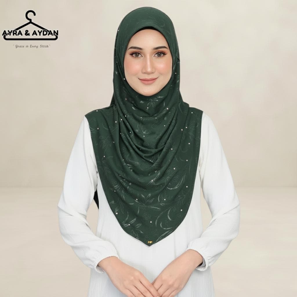 Instant Hijab V-Shape Front – Elegant Ribbed Cotton Hijab with Embossed Texture & Crystal Beads, Comfortable Daily Wear, Free Size M–L - image 3