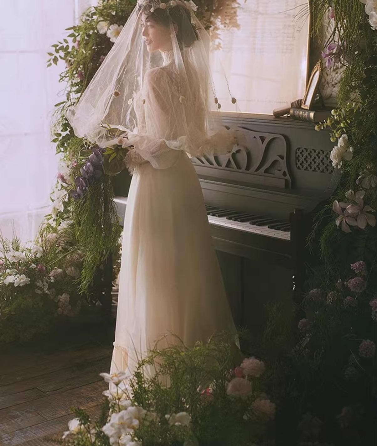 Elegant Lace Long Sleeve French Style Wedding Dress - Modest White Bridal Dress - image 5