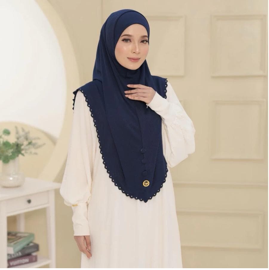 Premium Embroidered Syria Hijab with Button | Slip-On Free Size | Soft Ribbed Cotton | Free Inner Included - image 5