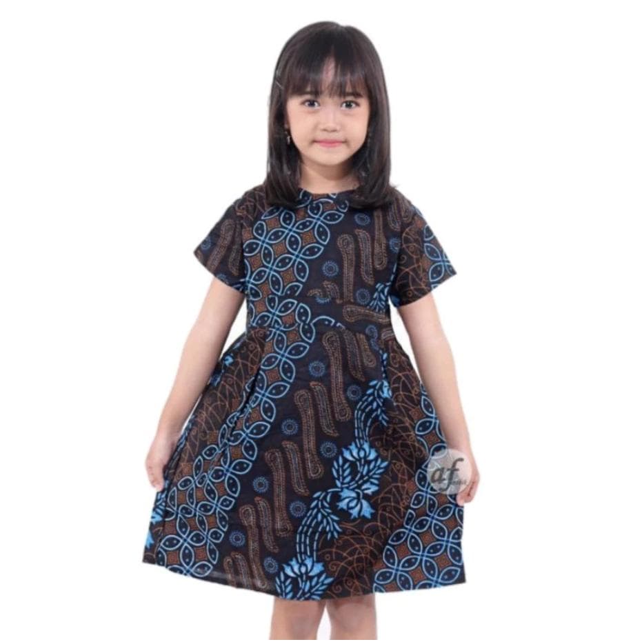 Girls Batik Dress, Kids Floral Print Dress, Indonesian Ethnic Pattern Dress for Girls, Short Sleeve Summer Boho Dress, Sizes 2-10 Years - image 4