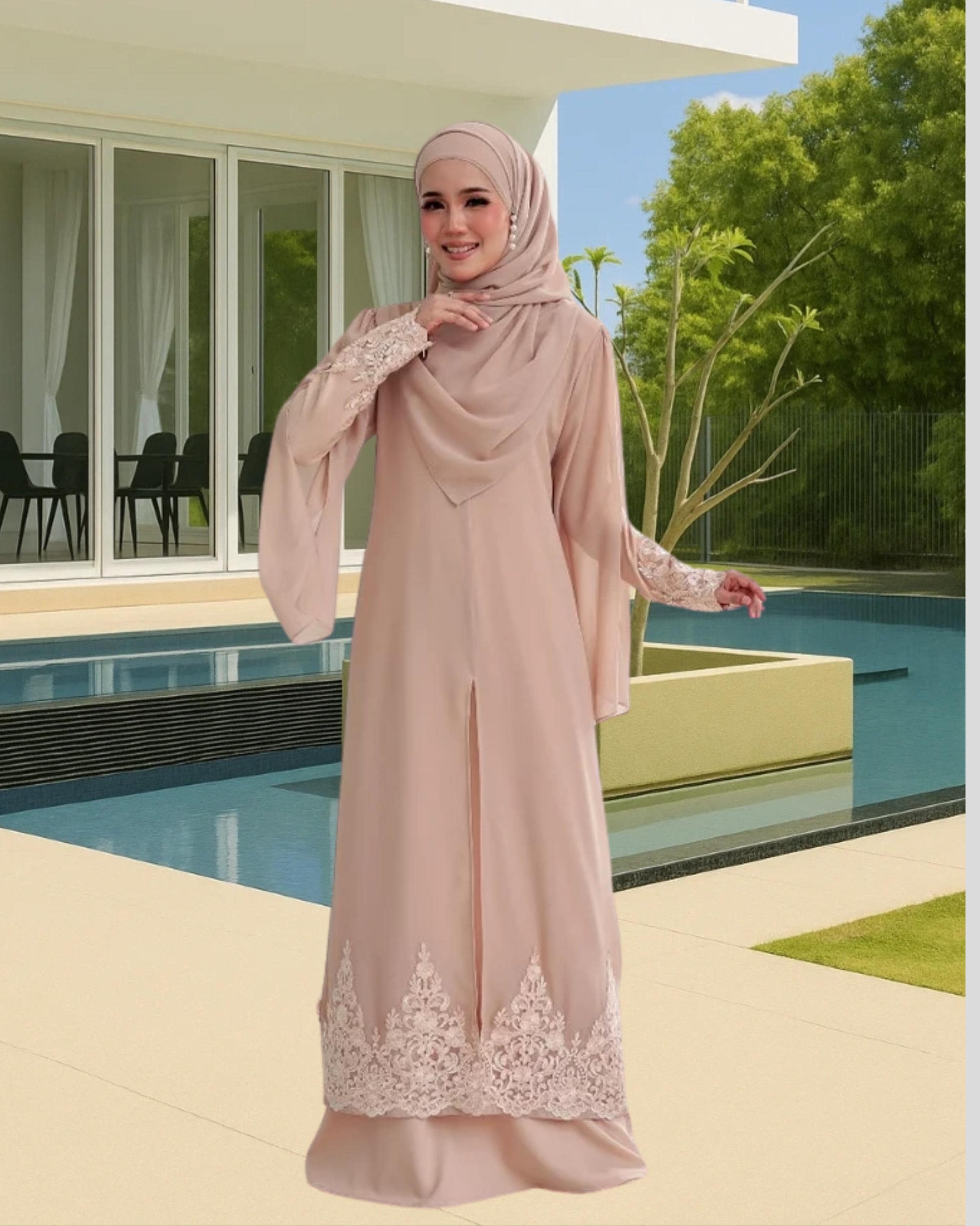 Elegant Modest Evening Dress with Luxury Lace | Free Shawl, Hijab-Friendly | Long Sleeve Islamic Style | Bridesmaid Dress | Graduation Dress - image 4